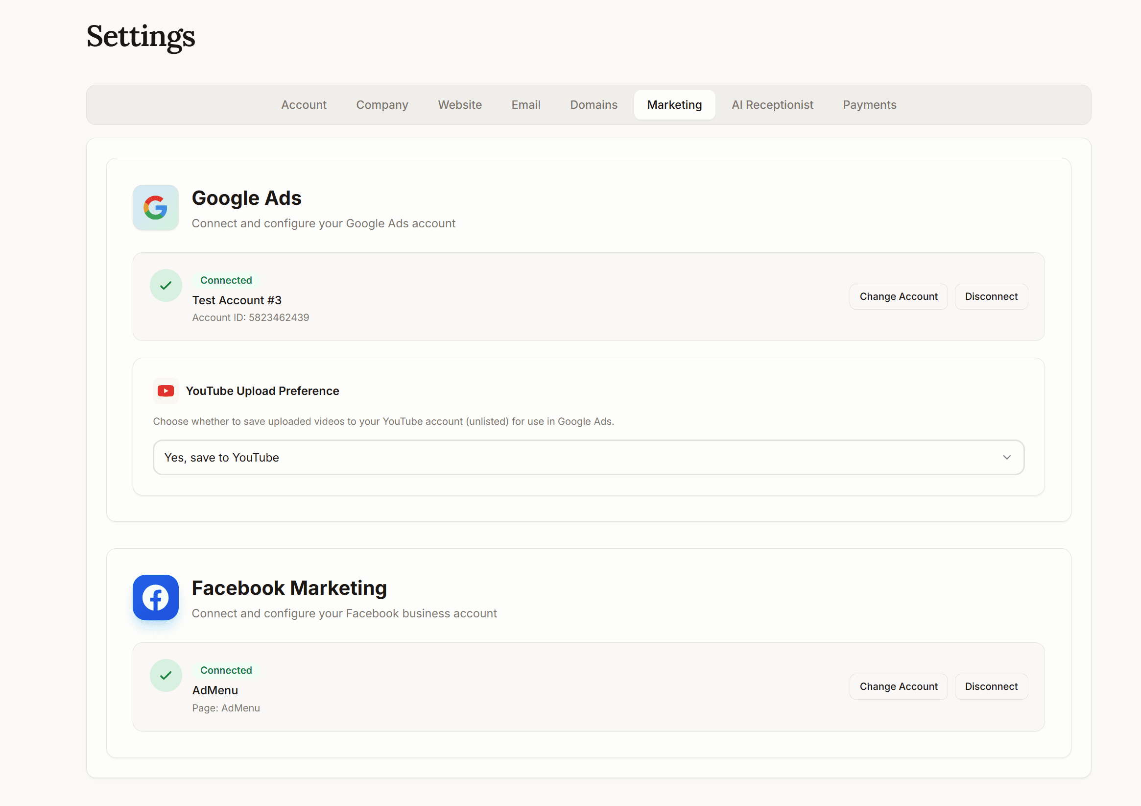 Marketing dashboard